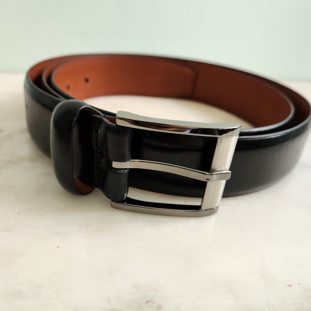 Trafalgar Black Leather Belt Men's Size 44 NEW Full‎ Grain Leather Everyday Belt